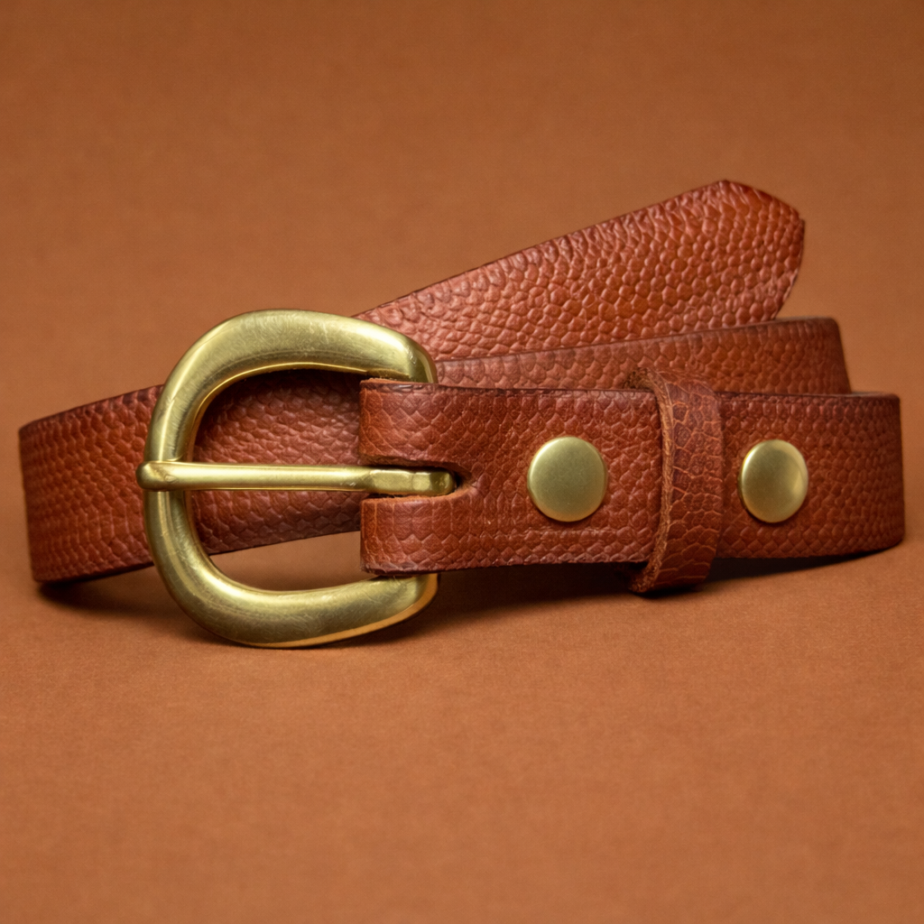 Women's 1" Snake Skin Belt - Dark Brown (Size S)