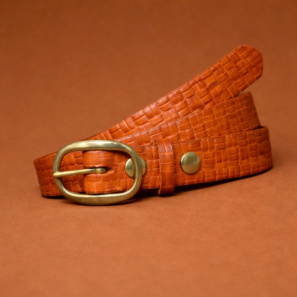 Women’s 1" Lauhala Belt – Light Brown (Size M)