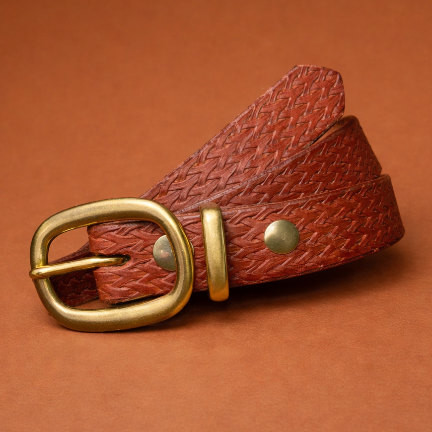 Women's 1" Basket Weave Belt - Dark Brown (Size M)