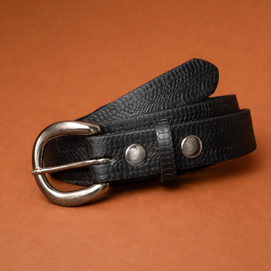 Women's 1" Snake Skin Belt - Black (Size S)